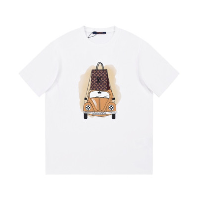 루이비통 남성 화이트 크루넥 반팔티 - Louis vuitton Mens White Short sleeved T-shirts - lv410x