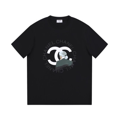 샤넬 남/녀 크루넥 블랙 반팔티 - Chanel Unisex Black Tshirts - ch49x