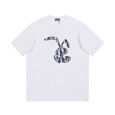 디올 남성 화이트 크루넥 반팔티 - Dior Mens White Tshirts - di261x