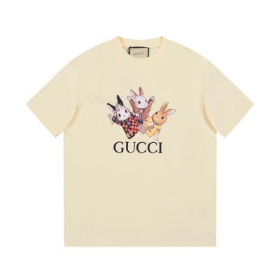 구찌 남/녀 아이보리 크루넥 반팔티 - Gucci Unisex Ivory Short sleeved T-shirts - gu203x