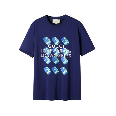 구찌 남/녀 블루 크루넥 반팔티 - Gucci Unisex Blue Short sleeved T-shirts - gu204x