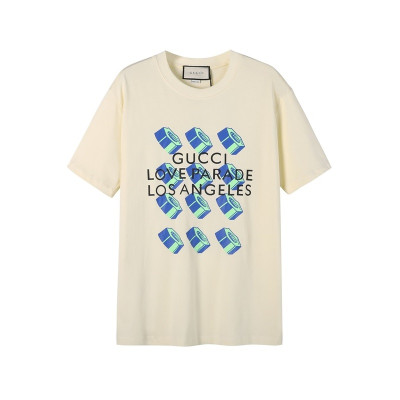 구찌 남/녀 아이보리 크루넥 반팔티 - Gucci Unisex Ivory Short sleeved T-shirts - gu205x