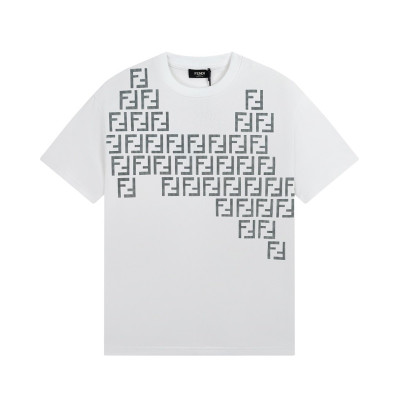 펜디 남성 화이트 크루넥 반팔티 - Fendi Mens White Short sleeved T-shirts - fe44x