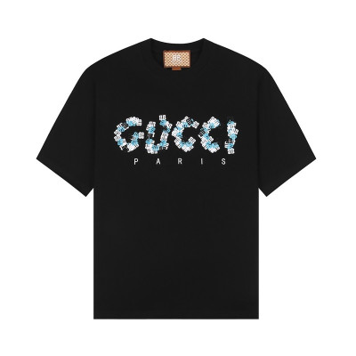구찌 남/녀 블랙 크루넥 반팔티 - Gucci Unisex Black Short sleeved T-shirts - gu213x