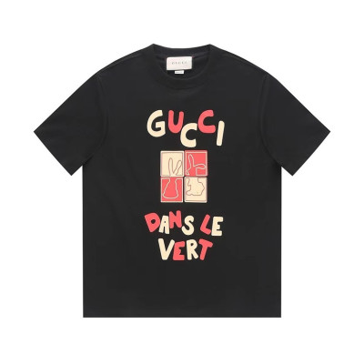 구찌 남/녀 블랙 크루넥 반팔티 - Gucci Unisex Black Short sleeved T-shirts - gu65x