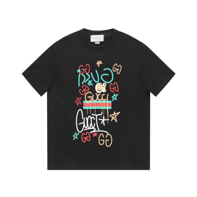 구찌 남/녀 블랙 크루넥 반팔티 - Gucci Unisex Black Short sleeved T-shirts - gu67x