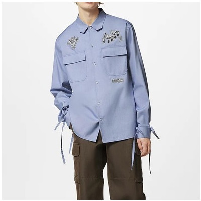 루이비통 남성 블루 셔츠 - Louis vuitton Mens Blue Tshirts - lv508x