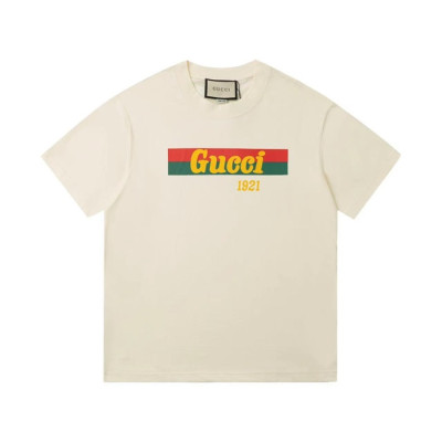 구찌 남/녀 아이보리 크루넥 반팔티 - Gucci Unisex Ivory Short sleeved T-shirts - gu70x