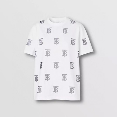버버리 남/녀 화이트 크루넥 반팔티 - Burberry Unisex White Tshirts - bu94x