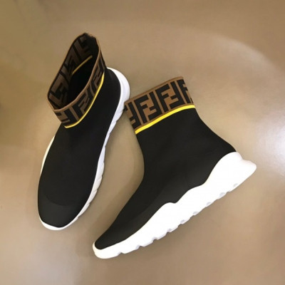 펜디 남성 이니셜 블랙 스니커즈 - Fendi Mens Black Sneakers - fe65x