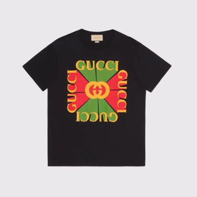 구찌 남/녀 블랙 크루넥 반팔티 - Gucci Unisex Black Short sleeved T-shirts - gu279x