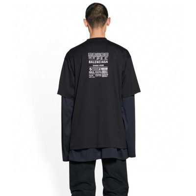 발렌시아가 남성 크루넥 블랙 반팔티 - Balenciaga Mens Black Short sleeved T-shirts - ba186x