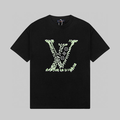 루이비통 남성 블랙 크루넥 반팔티 - Louis vuitton Mens Black Short sleeved T-shirts - lv540x