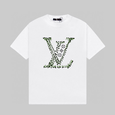 루이비통 남성 화이트 크루넥 반팔티 - Louis vuitton Mens White Short sleeved T-shirts - lv541x