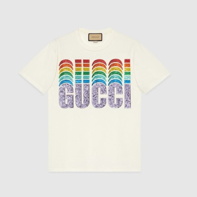 구찌 남/녀 화이트 크루넥 반팔티 - Gucci Unisex White Short sleeved T-shirts - gu284x