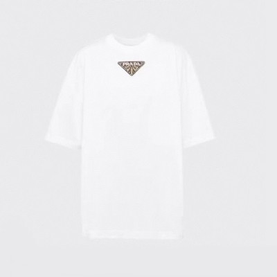 프라다 남/녀 화이트 크루넥 반팔티 - Prada Unisex White Short sleeved Tshirts - pr319x