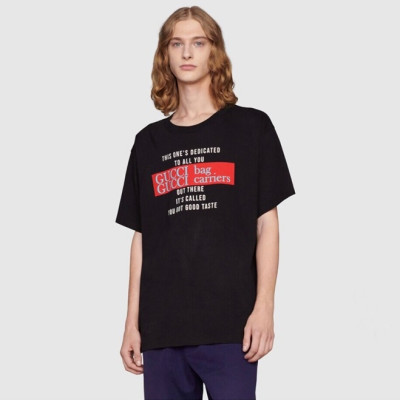 구찌 남/녀 블랙 크루넥 반팔티 - Gucci Unisex Black Short sleeved T-shirts - gu292x