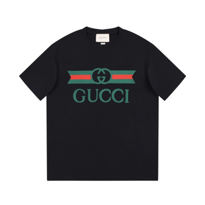 구찌 남/녀 블랙 크루넥 반팔티 - Gucci Unisex Black Short sleeved T-shirts - gu298x