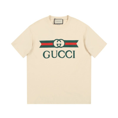 구찌 남/녀 아이보리 크루넥 반팔티 - Gucci Unisex Ivory Short sleeved T-shirts - gu299x