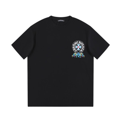 크롬하츠 남성 블랙 크루넥 반팔티 - Chrom Hearts Mens Black Short sleeved T-shirts - ch87x