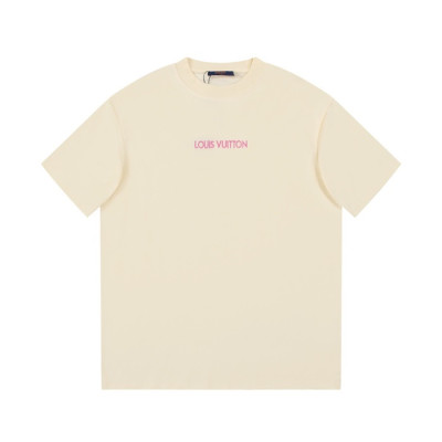 루이비통 남성 아이보리 크루넥 반팔티 - Louis vuitton Mens Ivory Short sleeved T-shirts - lv579x