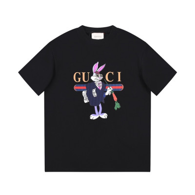 구찌 남/녀 블랙 크루넥 반팔티 - Gucci Unisex Black Short sleeved T-shirts - gu302x