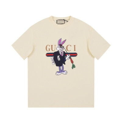 구찌 남/녀 아이보리 크루넥 반팔티 - Gucci Unisex Ivory Short sleeved T-shirts - gu303x