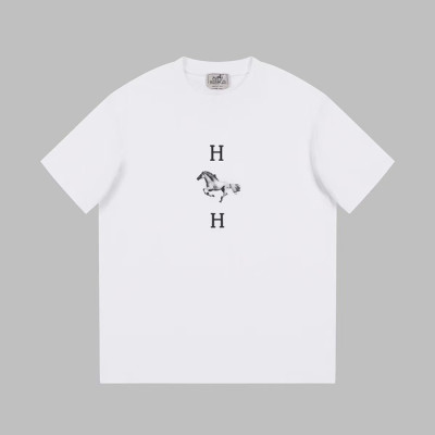 에르메스 남성 화이트 크루넥 반팔티 - Hermes Mens White Short sleeved T-shirts - he64x