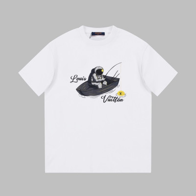 루이비통 남성 화이트 크루넥 반팔티 - Louis vuitton Mens White Short sleeved T-shirts - lv582x