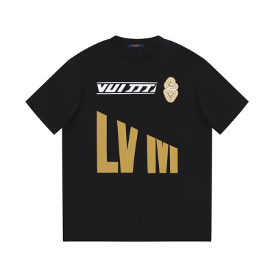 루이비통 남성 블랙 크루넥 반팔티 - Louis vuitton Mens Black Short sleeved T-shirts - lv583x