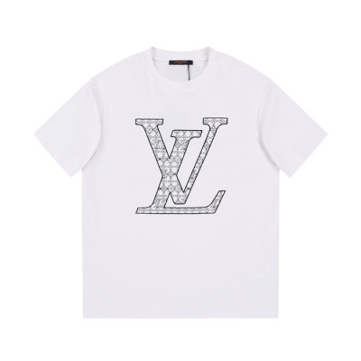 루이비통 남성 화이트 크루넥 반팔티 - Louis vuitton Mens White Short sleeved T-shirts - lv585x