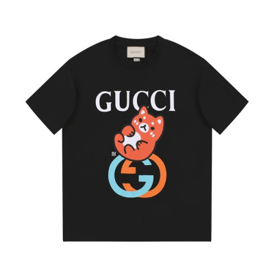 구찌 남/녀 블랙 크루넥 반팔티 - Gucci Unisex Black Short sleeved T-shirts - gu306x