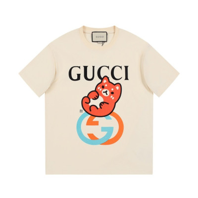 구찌 남/녀 아이보리 크루넥 반팔티 - Gucci Unisex Ivory Short sleeved T-shirts - gu306x
