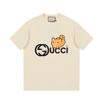구찌 남/녀 아이보리 크루넥 반팔티 - Gucci Unisex Ivory Short sleeved T-shirts - gu307x