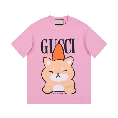 구찌 남/녀 핑크 크루넥 반팔티 - Gucci Unisex Pink Short sleeved T-shirts - gu308x