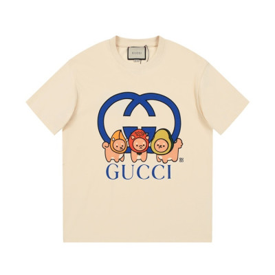 구찌 남/녀 아이보리 크루넥 반팔티 - Gucci Unisex Ivory Short sleeved T-shirts - gu310x