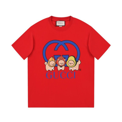 구찌 남/녀 레드 크루넥 반팔티 - Gucci Unisex Red Short sleeved T-shirts - gu311x