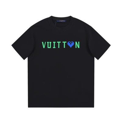 루이비통 남성 블랙 크루넥 반팔티 - Louis vuitton Mens Black Short sleeved T-shirts - lv596x