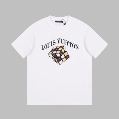 루이비통 남성 화이트 크루넥 반팔티 - Louis vuitton Mens White Short sleeved T-shirts - lv632x