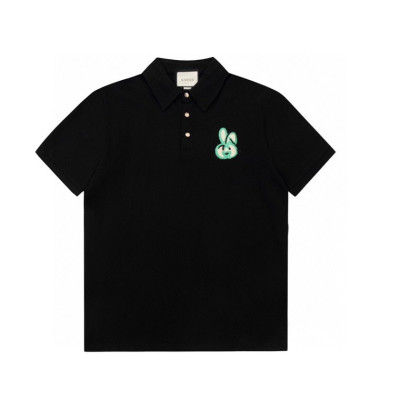 구찌 남성 블랙 폴로 반팔티 - Gucci Mens Black Short sleeved T-shirts - gu327x