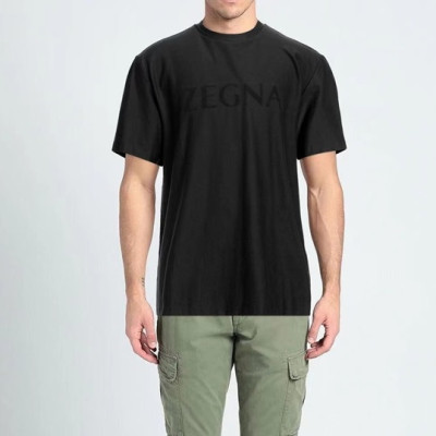 제냐 남성 블랙 크루넥 반팔티 - Zegna Mens Black Tshirts - ze68x