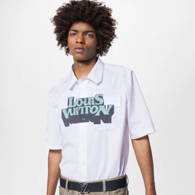 루이비통 남성 화이트 반팔 셔츠 - Louis vuitton Mens White Tshirts - lv664x