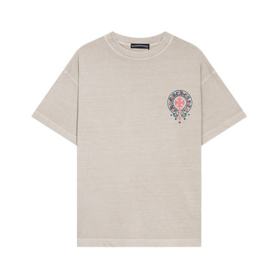 크롬하츠 남성 베이지 크루넥 반팔티 - Chrom Hearts Mens Beige Short sleeved T-shirts - ch98x