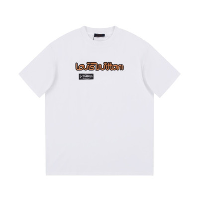 루이비통 남성 화이트 크루넥 반팔티 - Louis vuitton Mens White Short sleeved T-shirts - lv668x