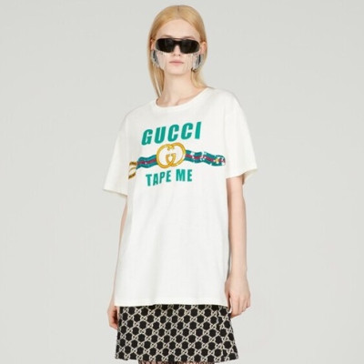 구찌 남/녀 화이트 크루넥 반팔티 - Gucci Unisex Short sleeved T-shirts - gu358x