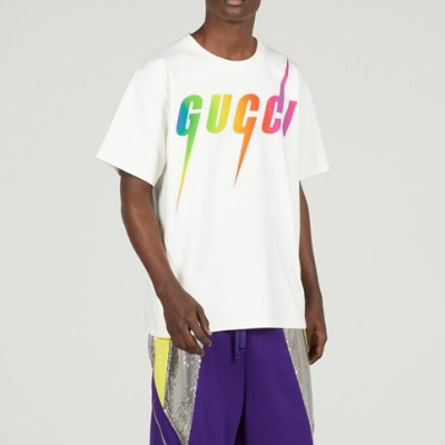 구찌 남/녀 화이트 크루넥 반팔티 - Gucci Unisex White Short sleeved T-shirts - gu362x