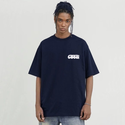 구찌 남/녀 네이비 크루넥 반팔티 - Gucci Unisex Navy Short sleeved T-shirts - gu364x