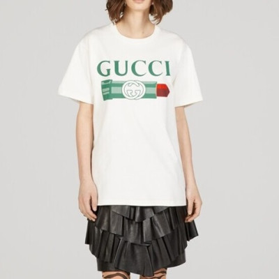 구찌 남/녀 화이트 크루넥 반팔티 - Gucci Unisex White Short sleeved T-shirts - gu368x