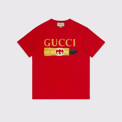 구찌 남/녀 레드 크루넥 반팔티 - Gucci Unisex Red Short sleeved T-shirts - gu374x