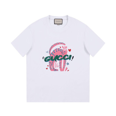 구찌 남/녀 화이트 크루넥 반팔티 - Gucci Unisex White Short sleeved T-shirts - gu532x